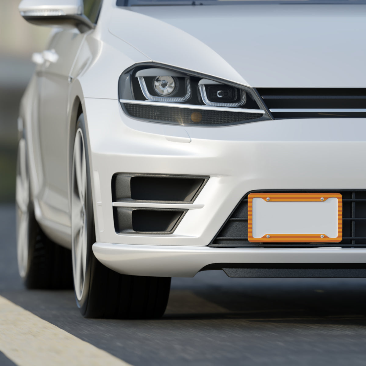 Pumpkin Orange Striped License Plate Frame