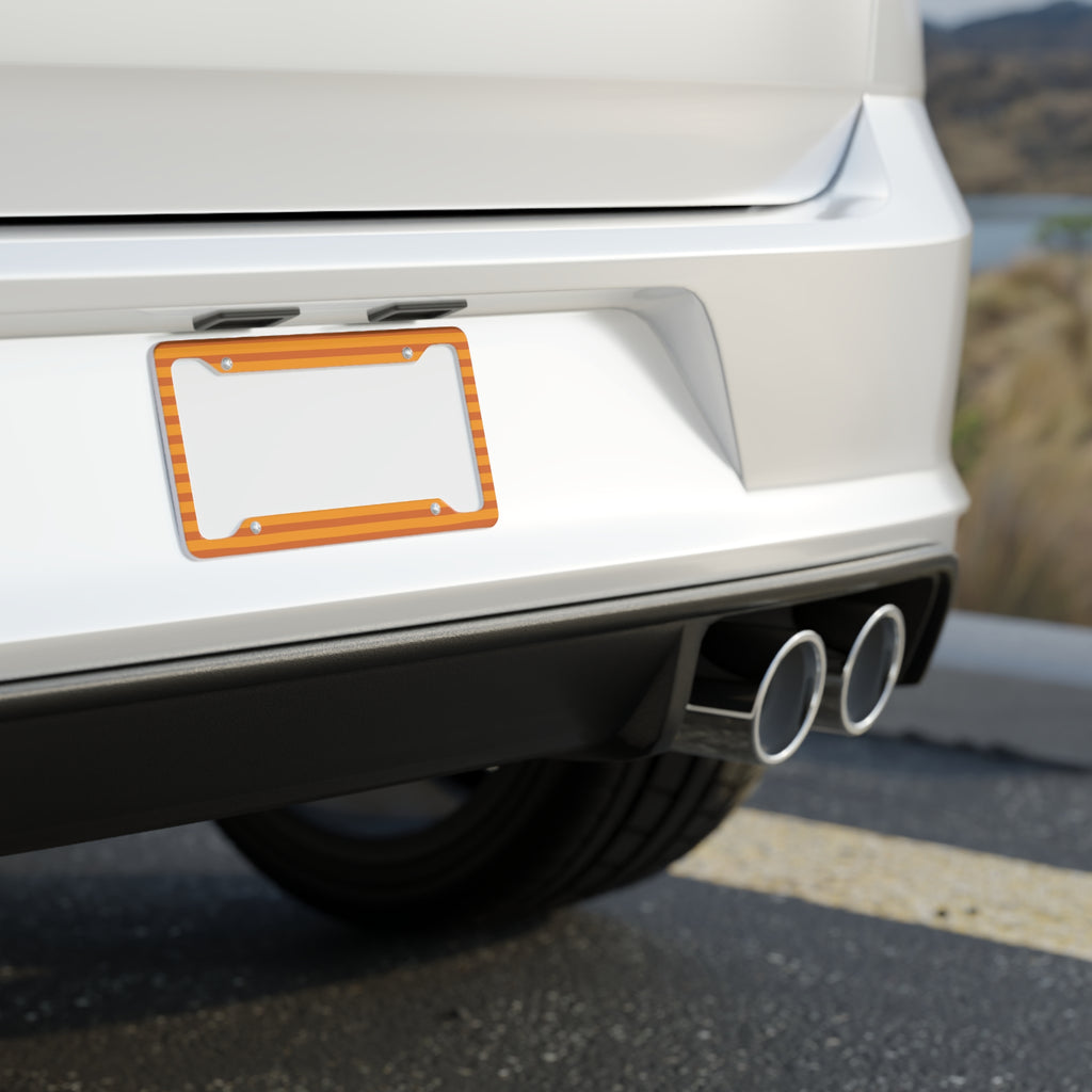 Pumpkin Orange Striped License Plate Frame