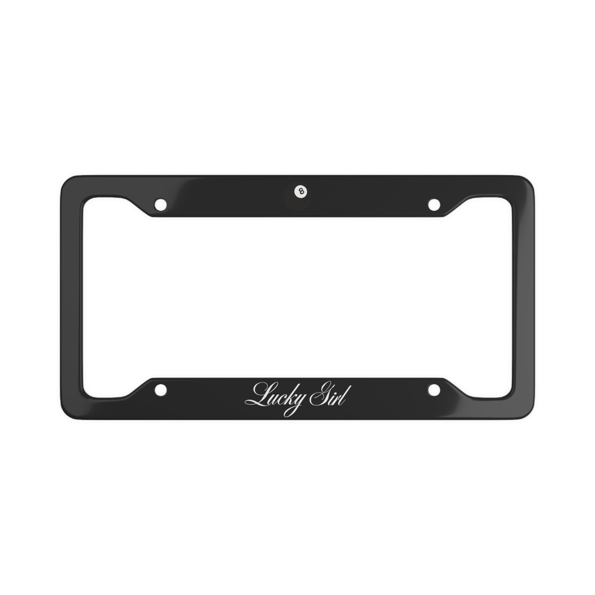 Lucky Girl Script 8 Ball License Plate Frame