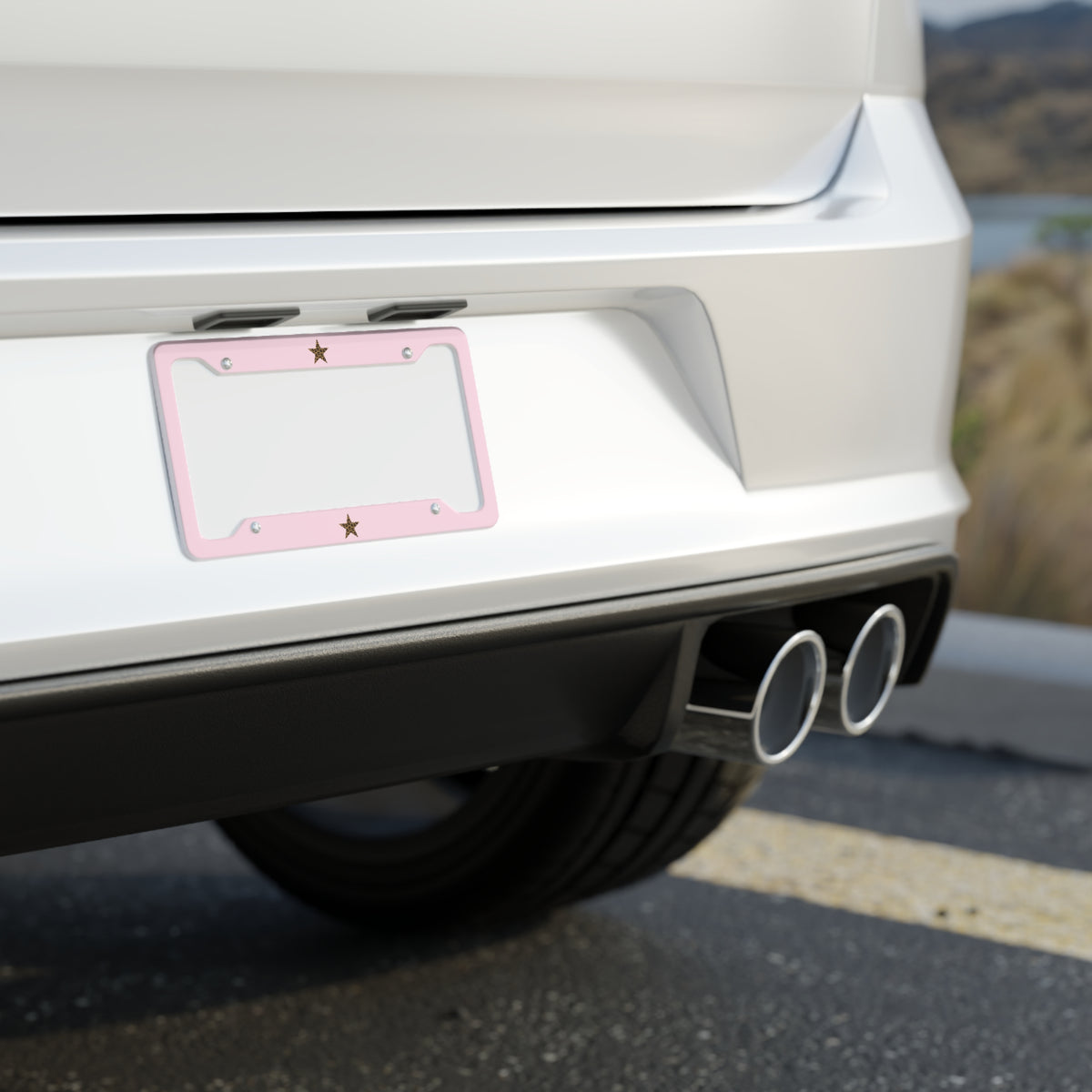 Pink Cheetah Print Star Pink License Plate Frame