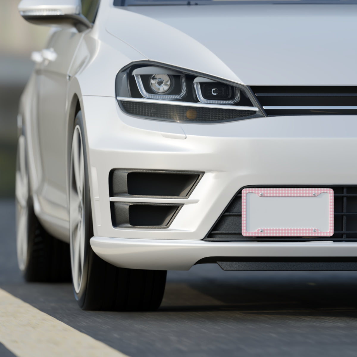 Gingham Print License Plate Frame