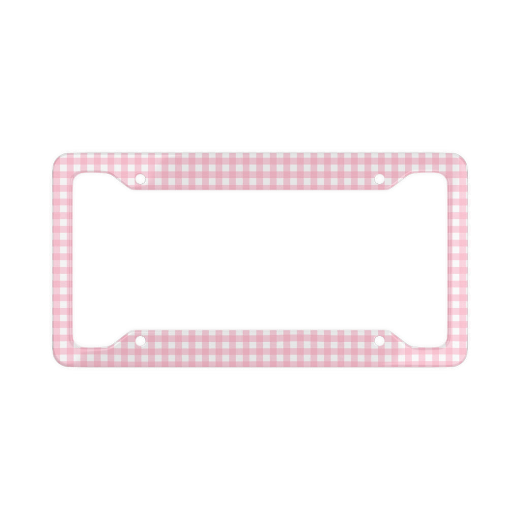 Gingham Print License Plate Frame