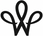 A black stylized monogram or logo shape resembling intertwined cursive letters on a plain white background: ward studio logo.